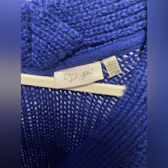 Anthropology: RD Style Royal Blue Cable Knit Cardigan - Picture 3 of 7